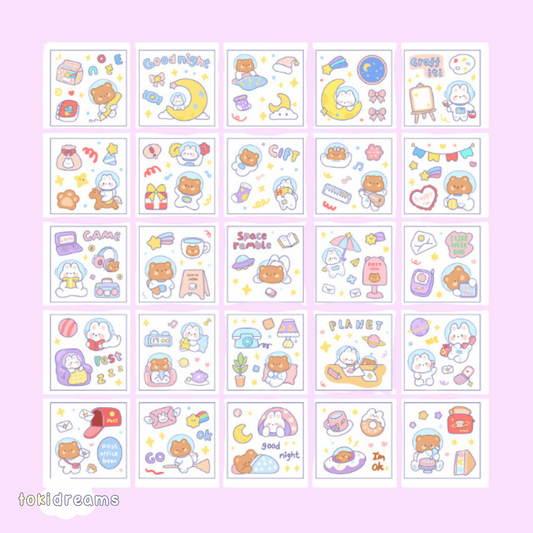 100pcs Happy Space Clear Stickers